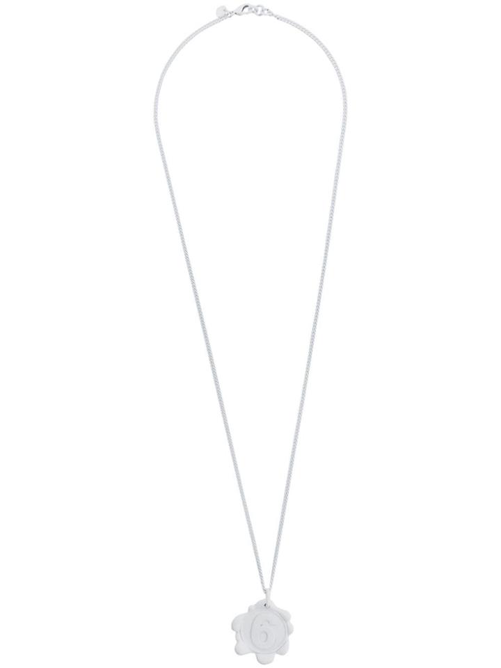 Mm6 Maison Margiela Logo Drop Necklace - White