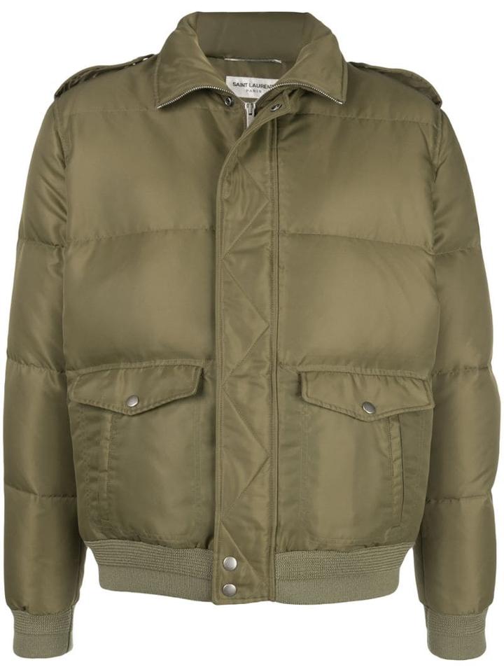 Saint Laurent Zip-up Short Puffer Jacket - Green