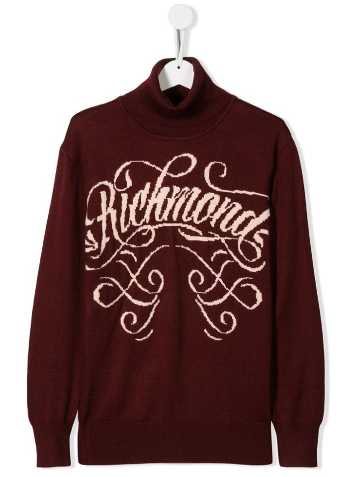 John Richmond Junior Signature Logo Knitted Jumper - Red