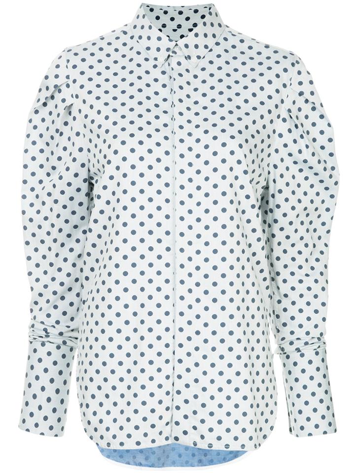 Bassike Polka-dot Ruched Shirt - Blue