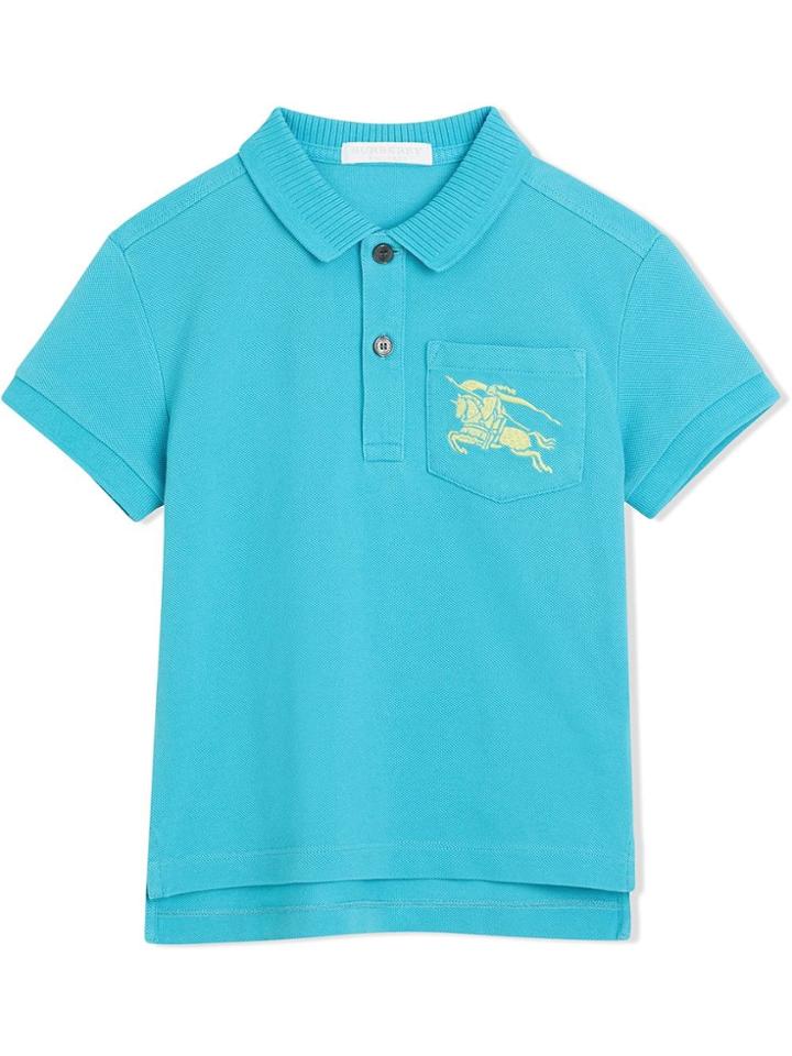 Burberry Kids Teen Logo Polo Shirt - Blue