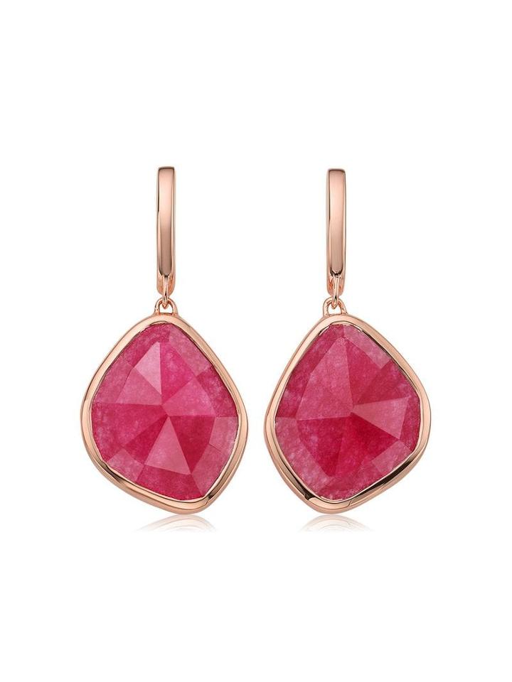 Monica Vinader Siren Large Nugget Pink Quartz Earrings