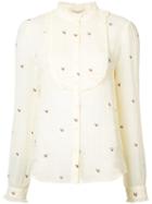 Vanessa Bruno - Floral Frill Trim Blouse - Women - Ramie - 42, Yellow/orange, Ramie