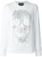 Philipp Plein Tiered Sweatshirt, Women's, Size: S, White, Cotton/metal Other/glass