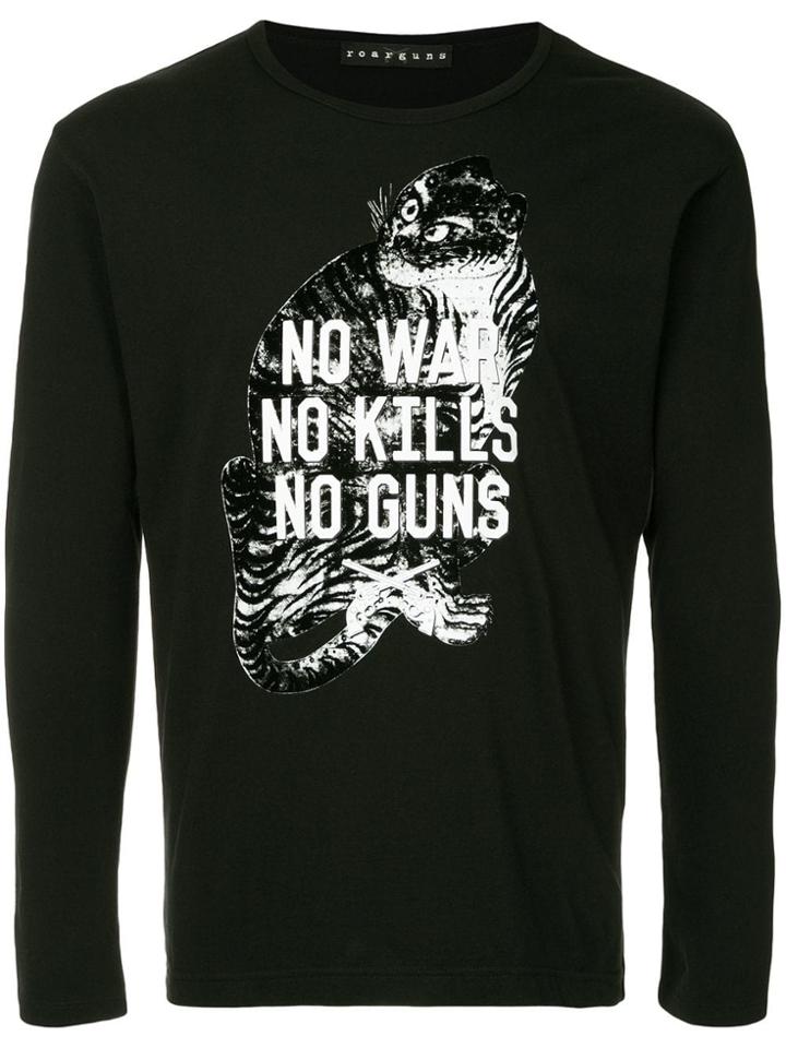 Roarguns Tiger Slogan Print Top - Black