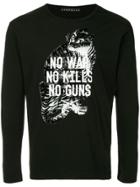 Roarguns Tiger Slogan Print Top - Black