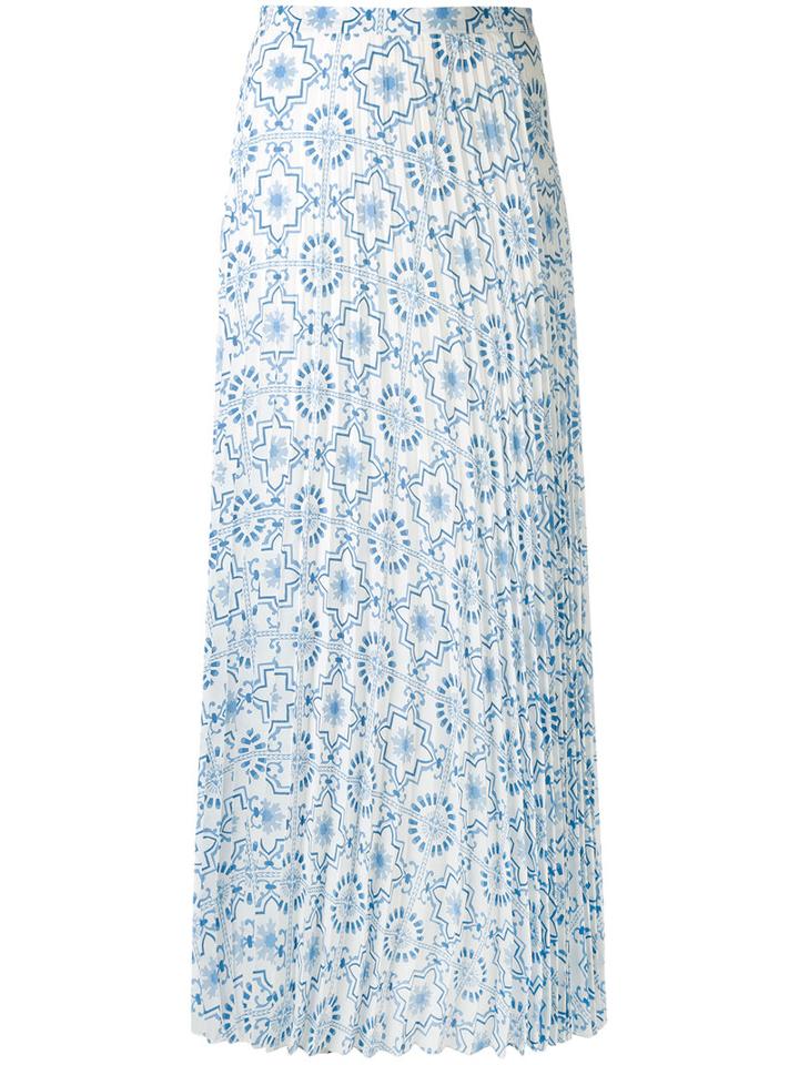 Dondup - Pleated Maxi Skirt - Women - Silk/spandex/elastane/cupro - 42, Blue, Silk/spandex/elastane/cupro