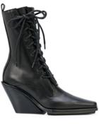 Ann Demeulemeester Pointed Lace-up Ankle Boots - Black