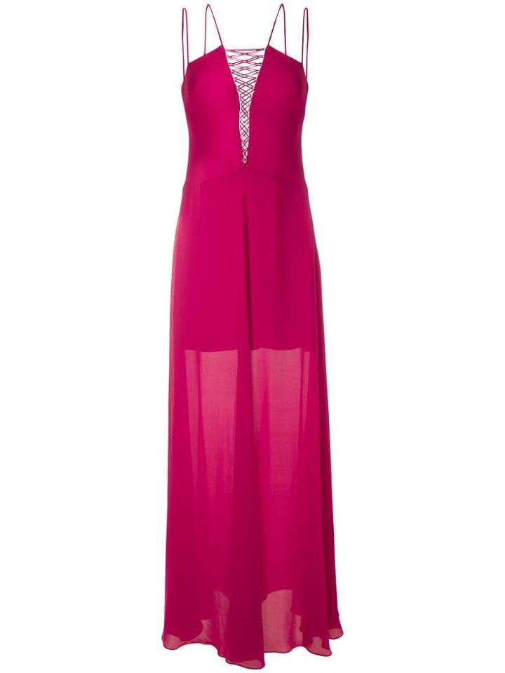 Reinaldo Lourenço Vestido Longo Evase Detalhe Lace - Red