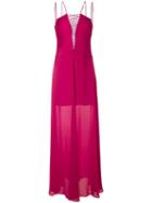 Reinaldo Lourenço Vestido Longo Evase Detalhe Lace - Red