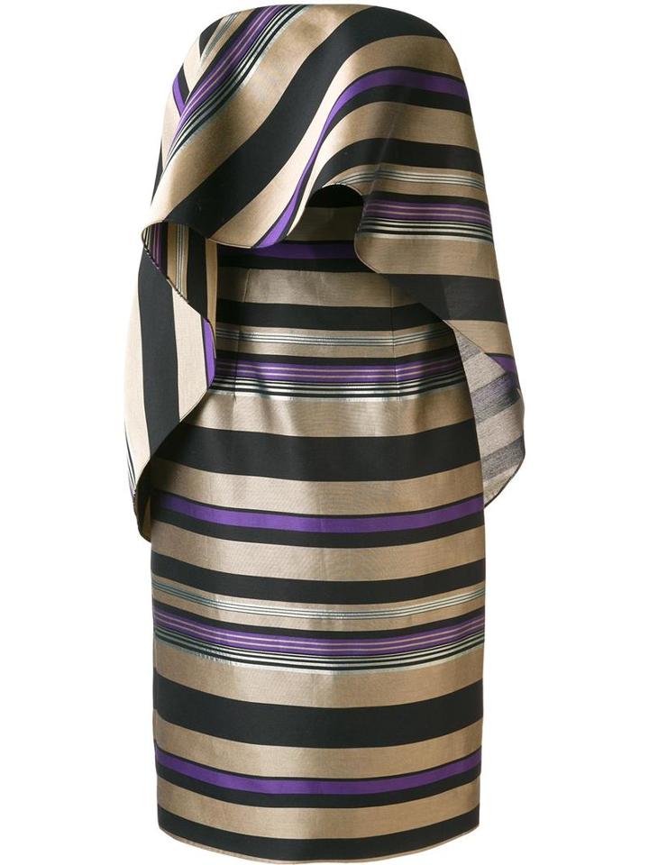 Christian Siriano Striped Dress, Women's, Size: 6, Grey, Silk/cotton/viscose