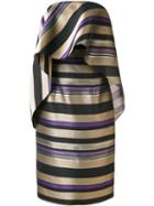 Christian Siriano Striped Dress, Women's, Size: 6, Grey, Silk/cotton/viscose