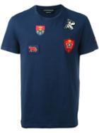 Alexander Mcqueen Patch Detail T-shirt, Men's, Size: Medium, Blue, Organic Cotton/polyester/viscose