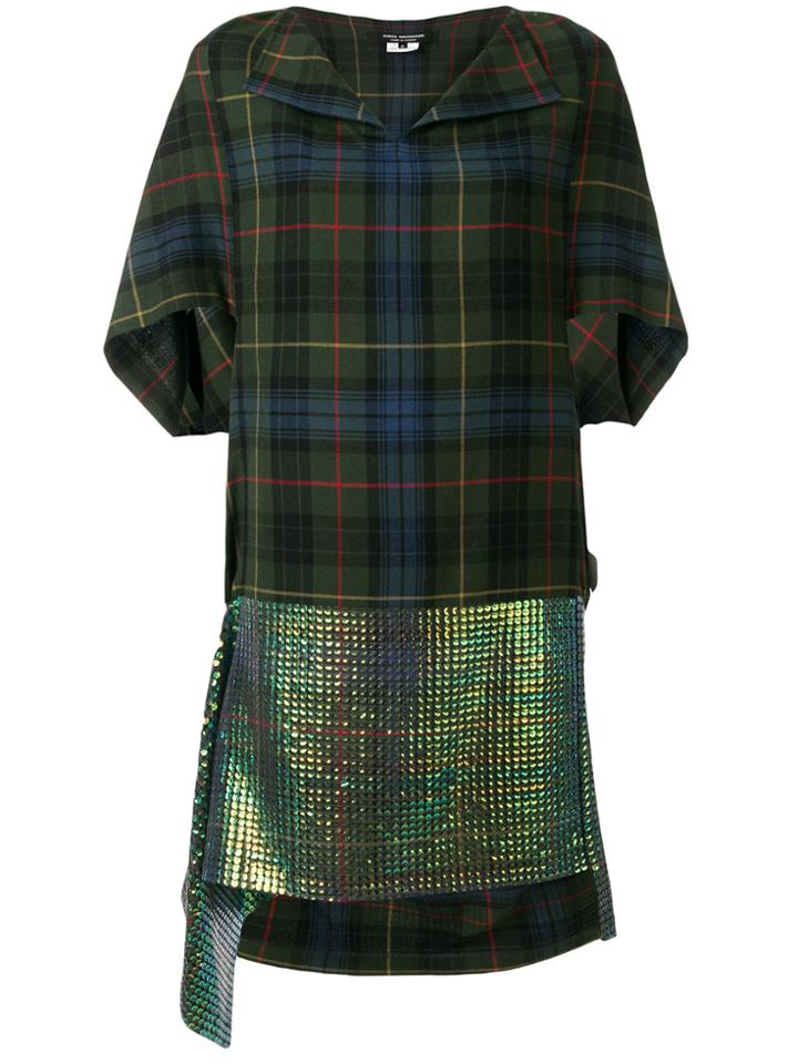 Junya Watanabe Plaid Print And Sequin Panelled Dress - Green