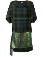 Junya Watanabe Plaid Print And Sequin Panelled Dress - Green