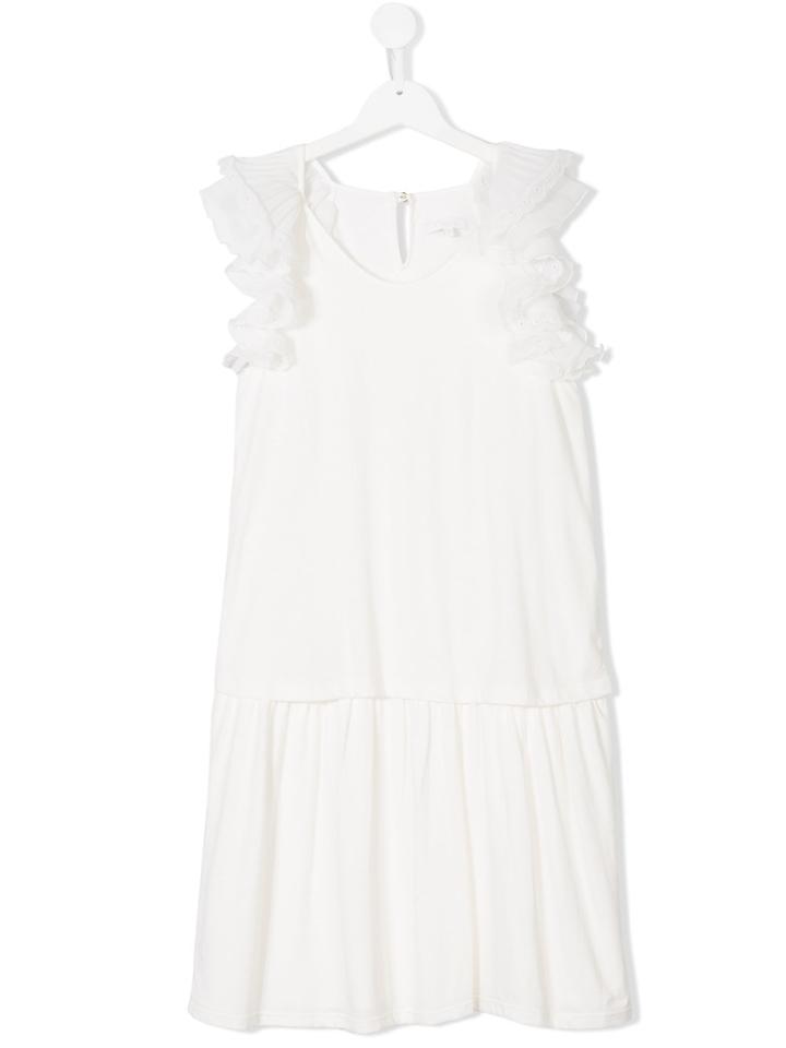 Chloé Kids Ruffled Sleeves Dress - White
