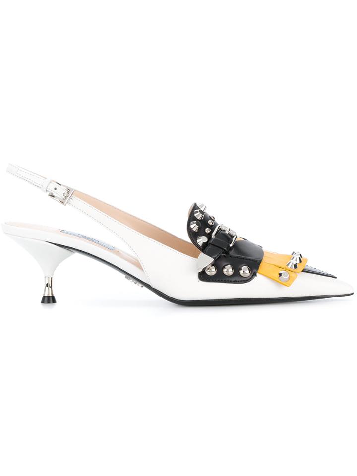 Prada Studded Pump - White