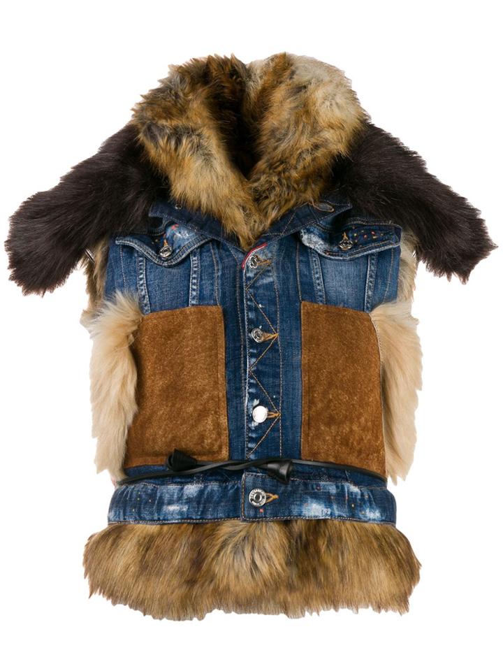 Dsquared2 Mixed Material Denim Gilet - Blue