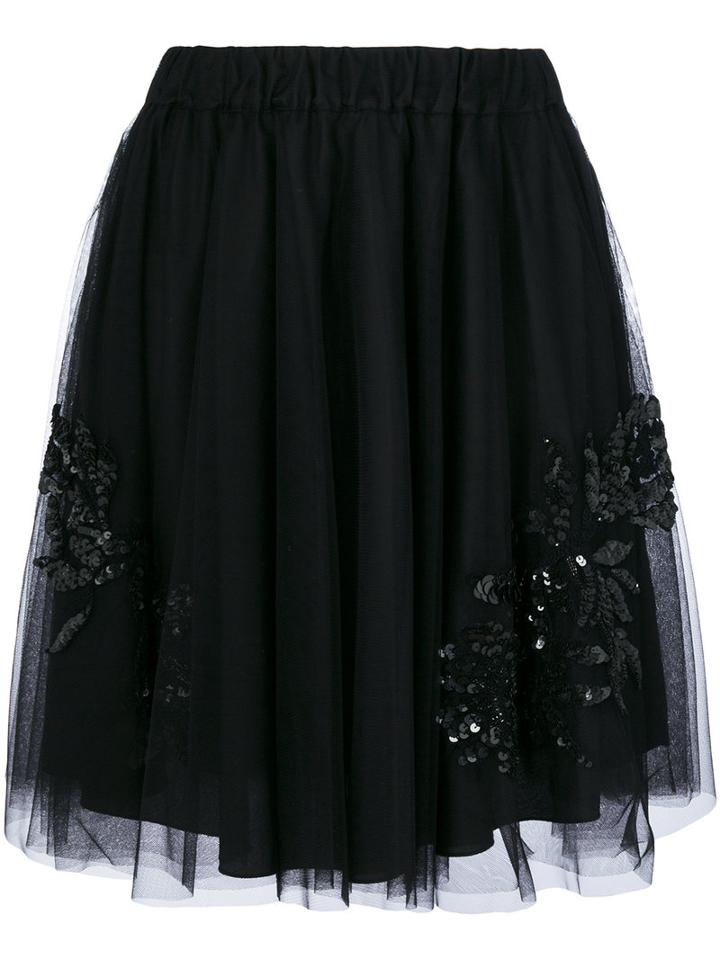 P.a.r.o.s.h. - Sequin Embellished Full Skirt - Women - Polyamide/acetate/viscose - M, Black, Polyamide/acetate/viscose