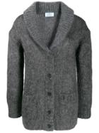 Prada V-neck Chunky Knit Cardigan - Grey