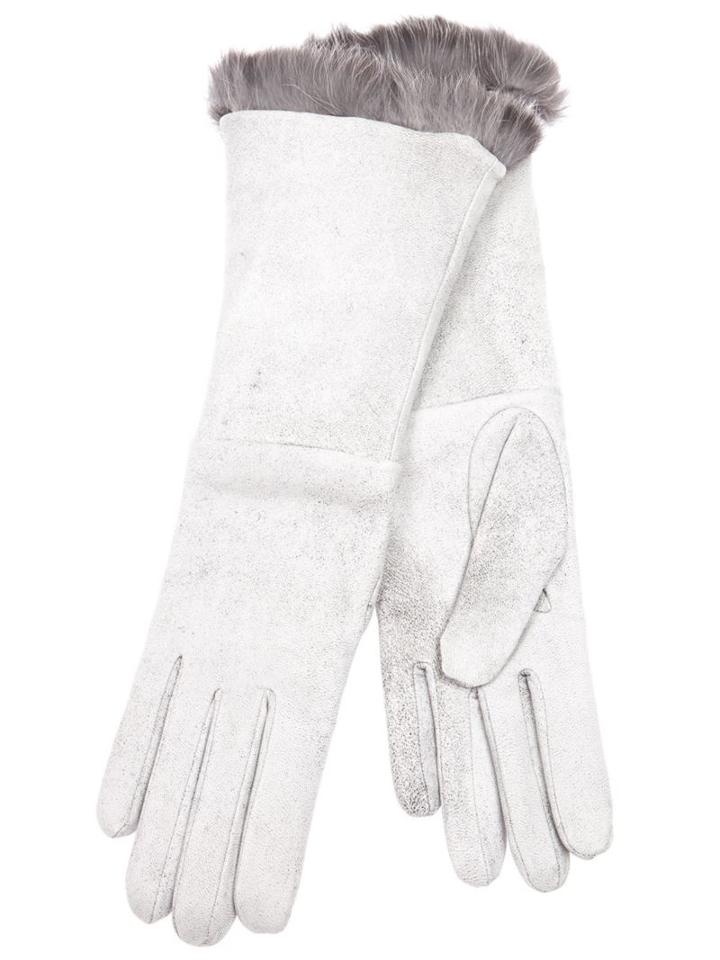 Imoni Fur Lined Gloves, Women's, Size: 8, Grey, Leather/cashmere