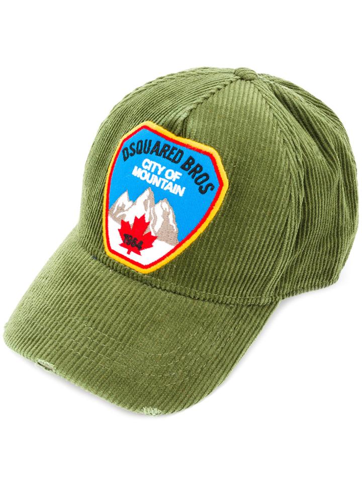 Dsquared2 Distressed Mountain Patch Cap - Green