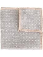 Eleventy Polka Dot Print Pocket Square, Men's, Grey, Linen/flax