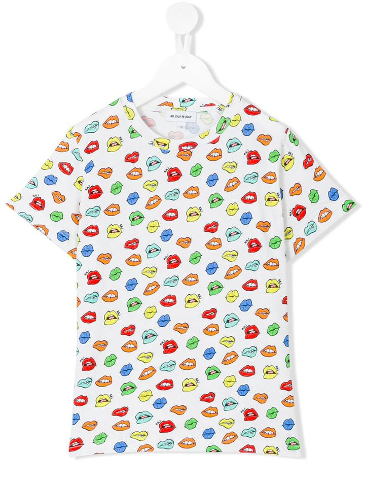 Au Jour Le Jour Kids - Lips Print T-shirt - Kids - Cotton - 4 Yrs, White