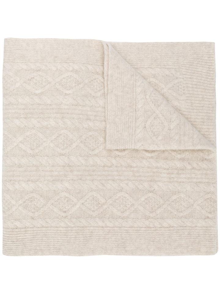 Pringle Of Scotland Overwashed Cable Stitch Scarf - Neutrals