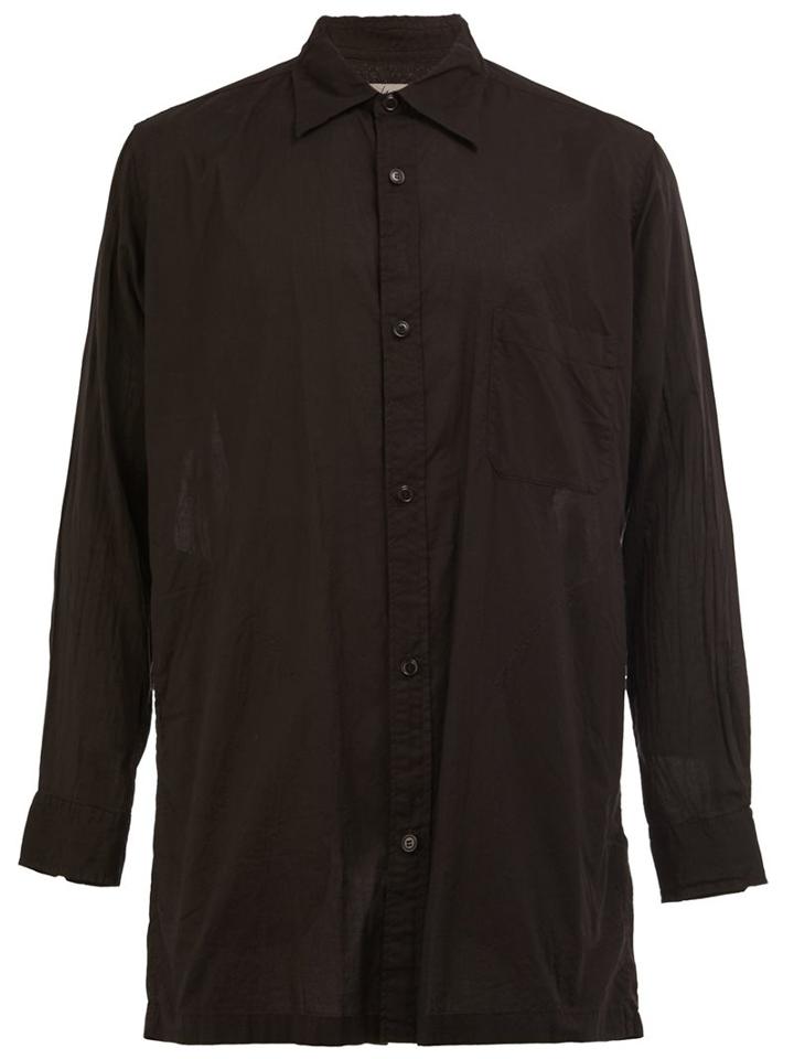 Yohji Yamamoto Back Slit Shirt, Men's, Size: 2, Black, Tencel/cotton