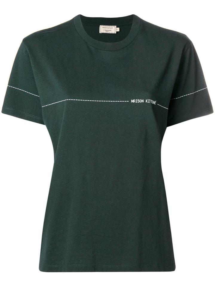 Maison Kitsuné Stitch Logo Print T-shirt - Green
