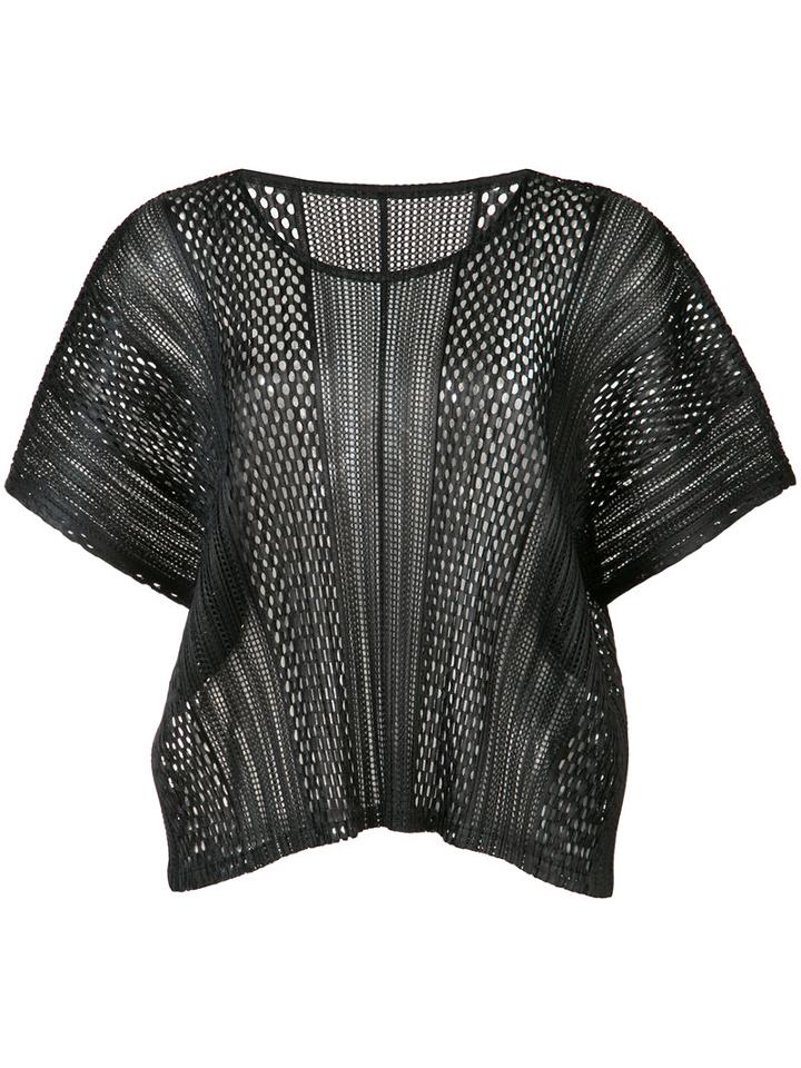Pleats Please By Issey Miyake - Lace Cut Top - Women - Polyester - 5, Black, Polyester