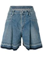 Sacai Denim Flared Shorts - Blue