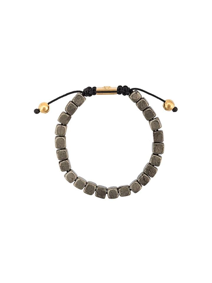 Nialaya Jewelry Pyrite Square Beaded Bracelet - Black