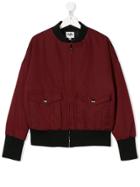 Karl Lagerfeld Kids Logo Address Print Bomber Jacket - Red