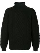 H Beauty & Youth Cable Knit Turtle Neck Sweater - Black