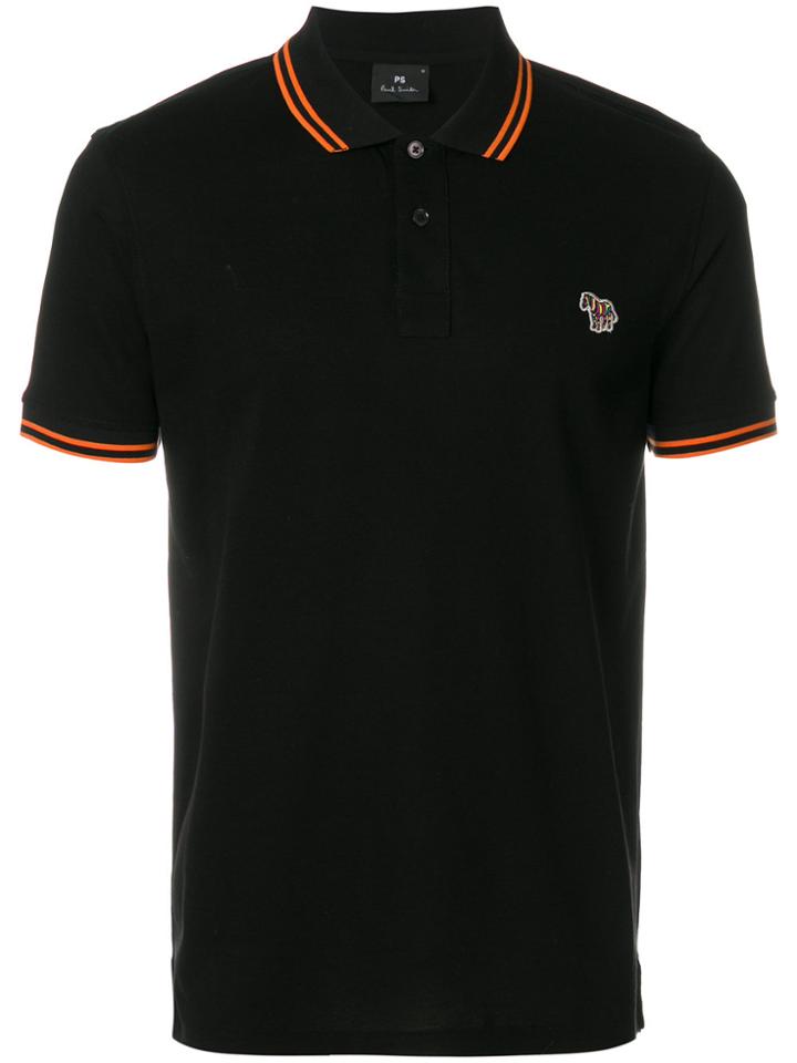 Ps By Paul Smith Stripe Detail Polo Shirt - Black