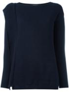 Prada Folded Trim Jumper, Women's, Size: 42, Blue, Cashmere/wool