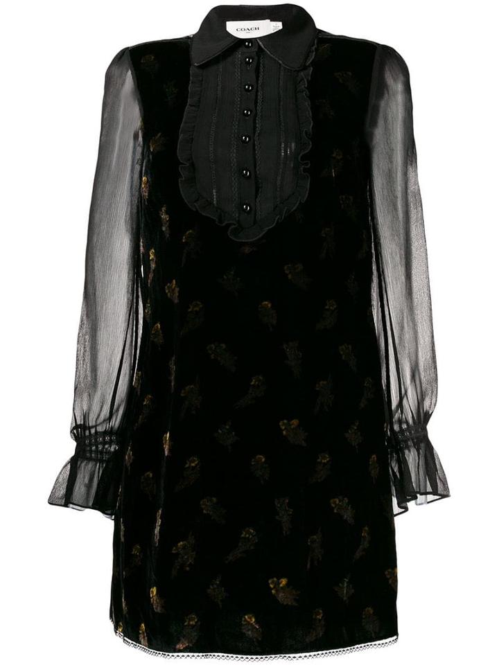 Coach Muted Floral Print Velvet Dress - Black