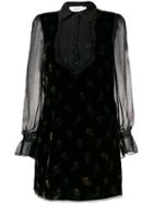 Coach Muted Floral Print Velvet Dress - Black