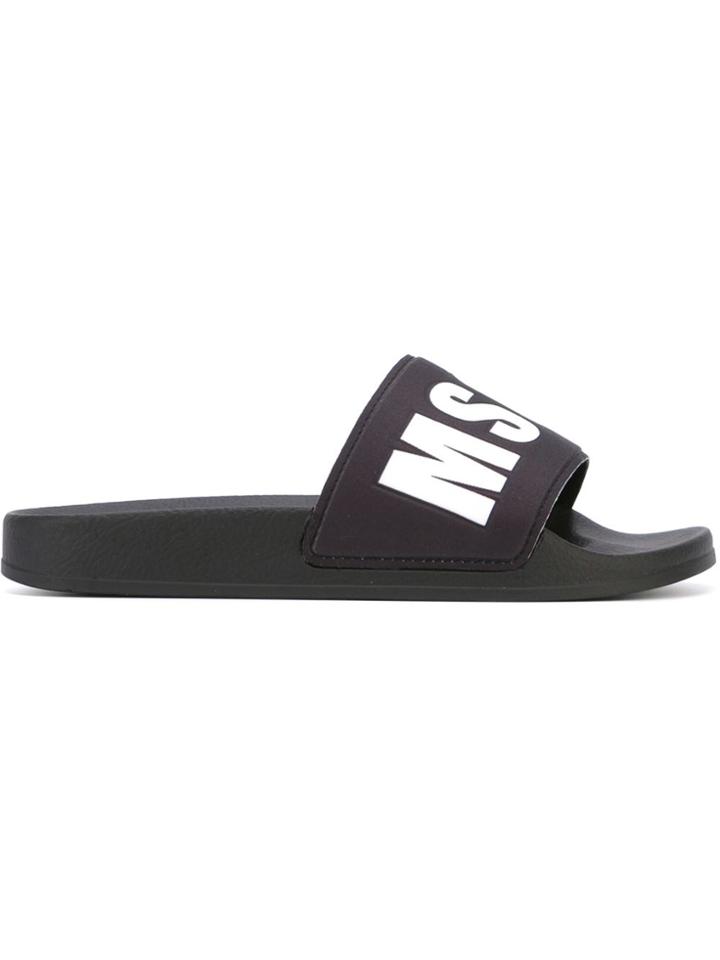 Msgm Logo Print Sliders - Black