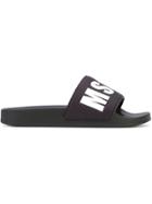 Msgm Logo Print Sliders - Black