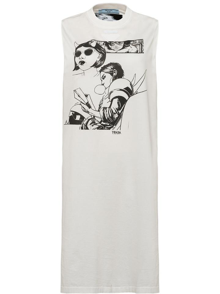 Prada Fiona Comic Print Dress - Nude & Neutrals