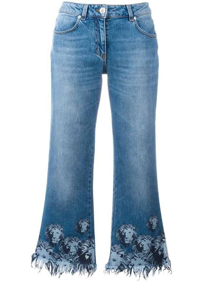 Versus Raw Bottom Cropped Jeans, Women's, Size: 26, Blue, Cotton/spandex/elastane/polyester