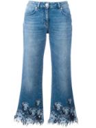 Versus Raw Bottom Cropped Jeans, Women's, Size: 26, Blue, Cotton/spandex/elastane/polyester