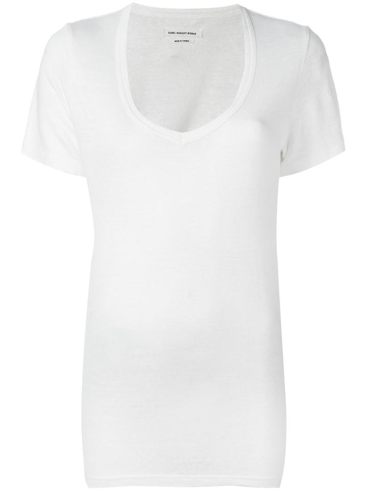Isabel Marant Étoile V-neck T-shirt, Women's, Size: Small, White, Linen/flax