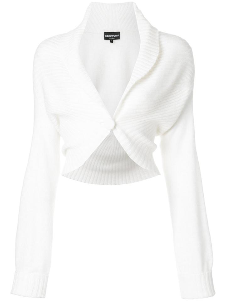 Giorgio Armani Vintage Ribbed Knitted Shrug - White