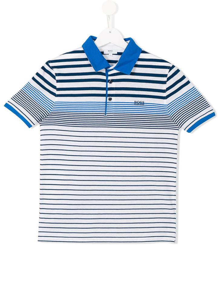 Boss Kids Striped Print Polo Shirt, Boy's, Size: 16 Yrs, White