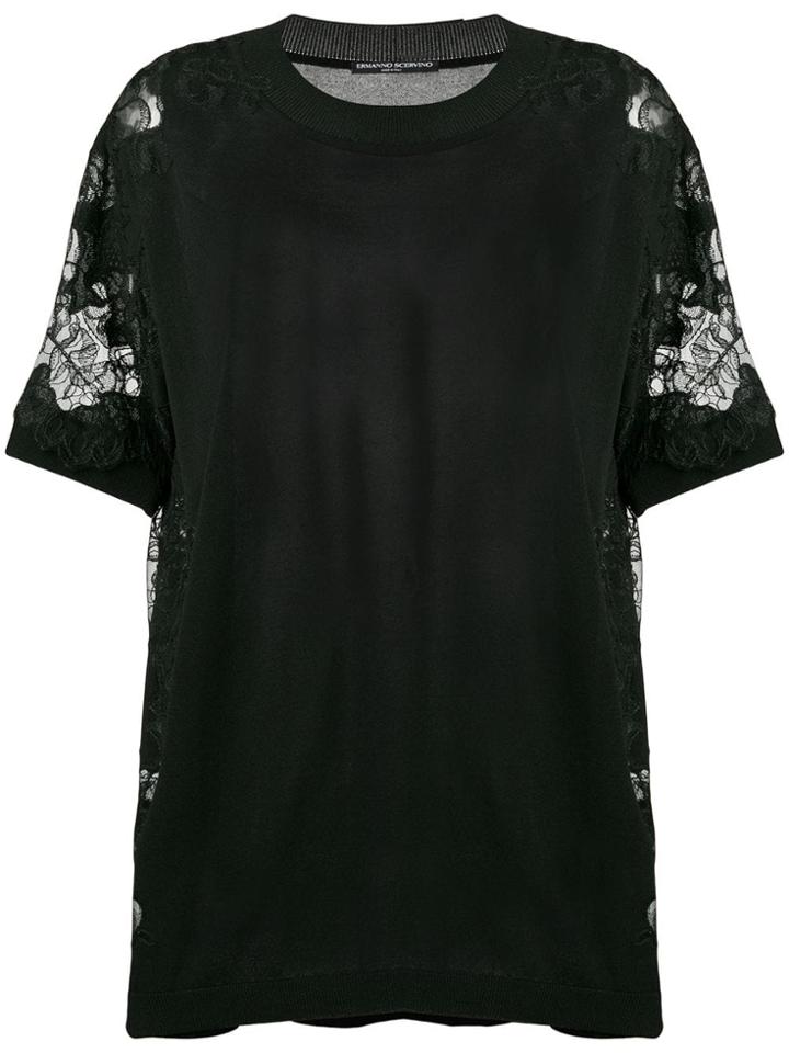 Ermanno Scervino Lace Sleeve Top - Black