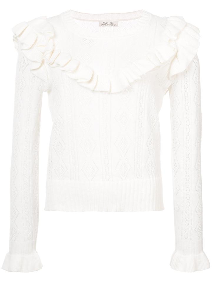Love Shack Fancy Ruffled Front Jumper - Nude & Neutrals